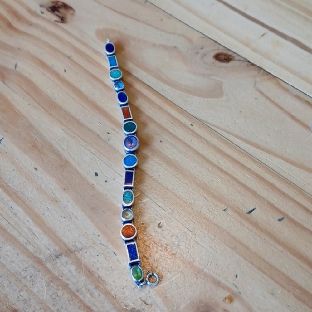Sterling silver multi stone bracelet